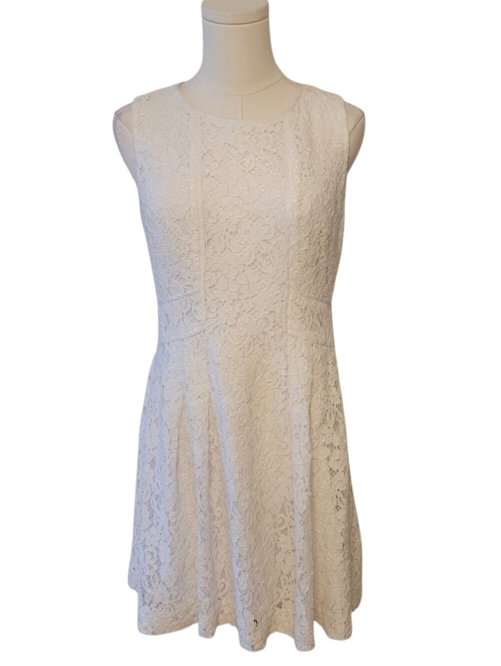 Lauren by RL White Lace Sleeveless Fit &‎ Flare Dress Size 10 Petite